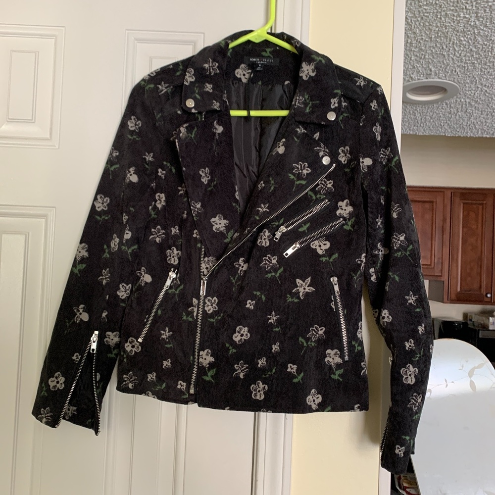 New Romeo and Juliet black Motorcycle floral jacket